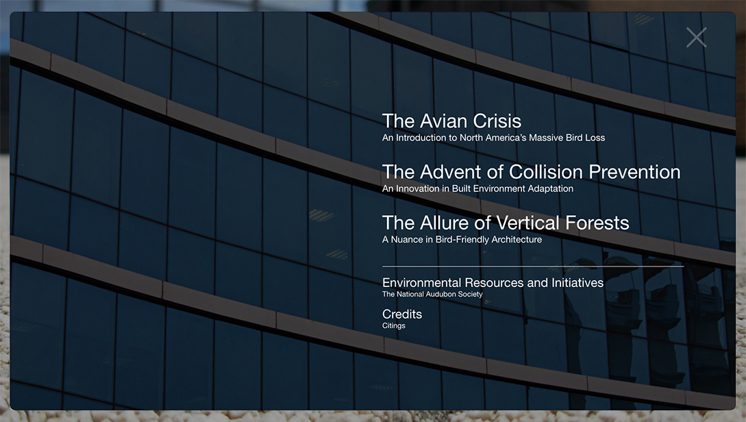 The Avian Crisis Menu screen.