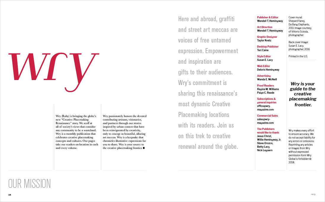 Wynwood Gallery magazine, spread 14 – 15.
